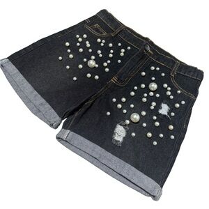 Kakiai Girl LIGHTWEIGHT Black Pearl Non-stretch Denim Shorts Size 12Y/US Size 8